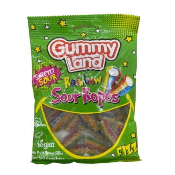 Gummy Land Filled Fizzy Rainbow Sour Rope (150g)