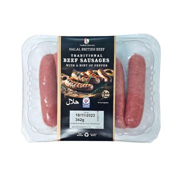 Tariq Halal Traditional Beef Sausages (with hint of pepper) 342g