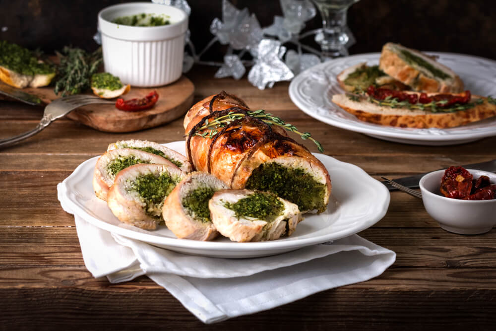 Roasted Turkey Breast with Bread Stuffing