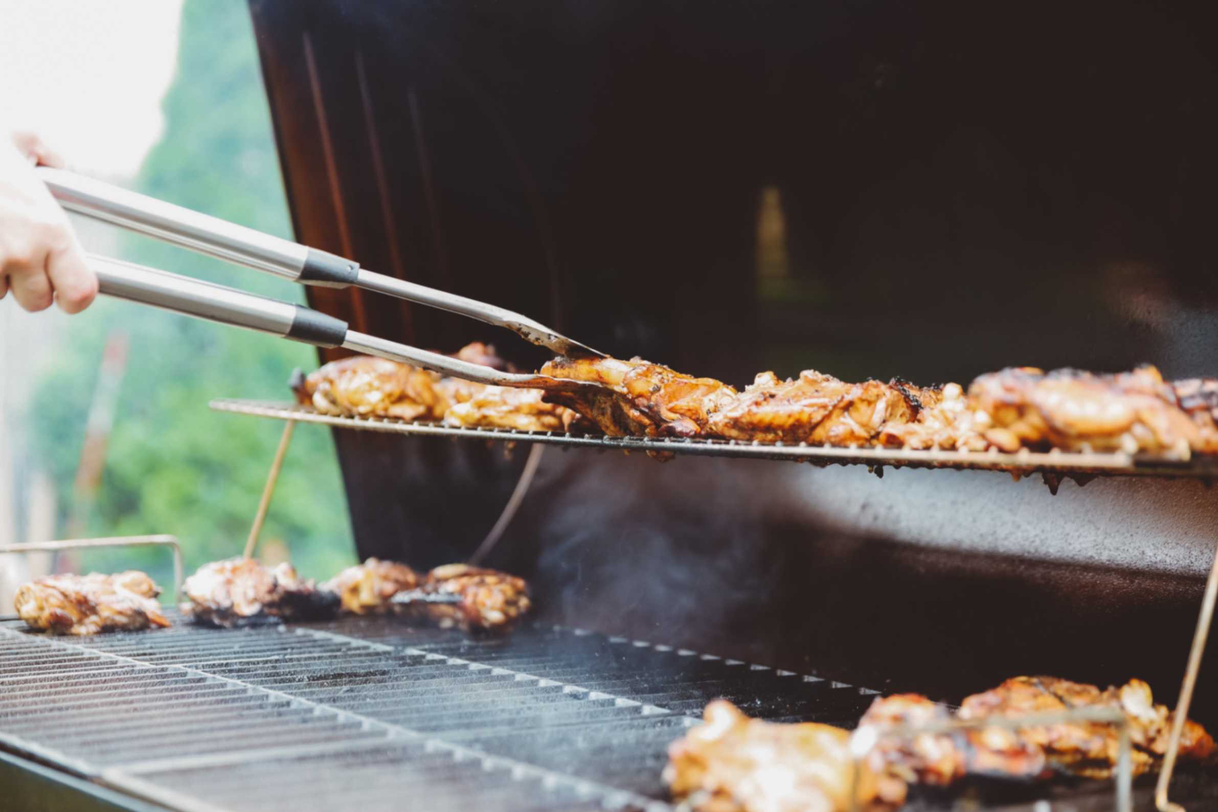 A halal BBQ with slow-cook cuts on the indirect zone and fast cuts searing over direct heat