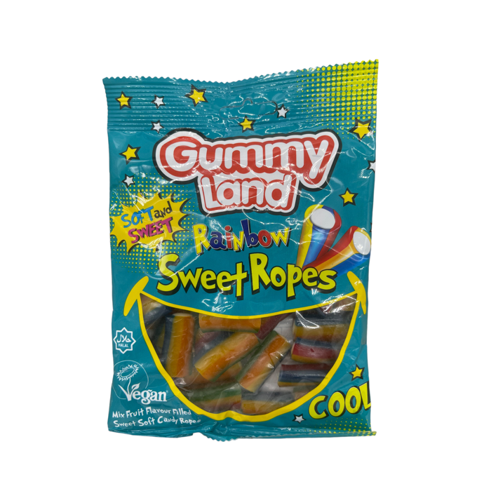 Gummy Land Filled Fizzy Rainbow Sweet Rope (150g)