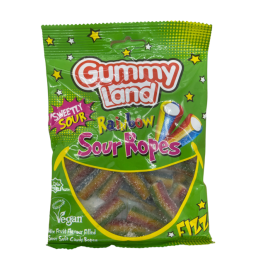 Gummy Land Filled Fizzy Rainbow Sour Rope (150g)